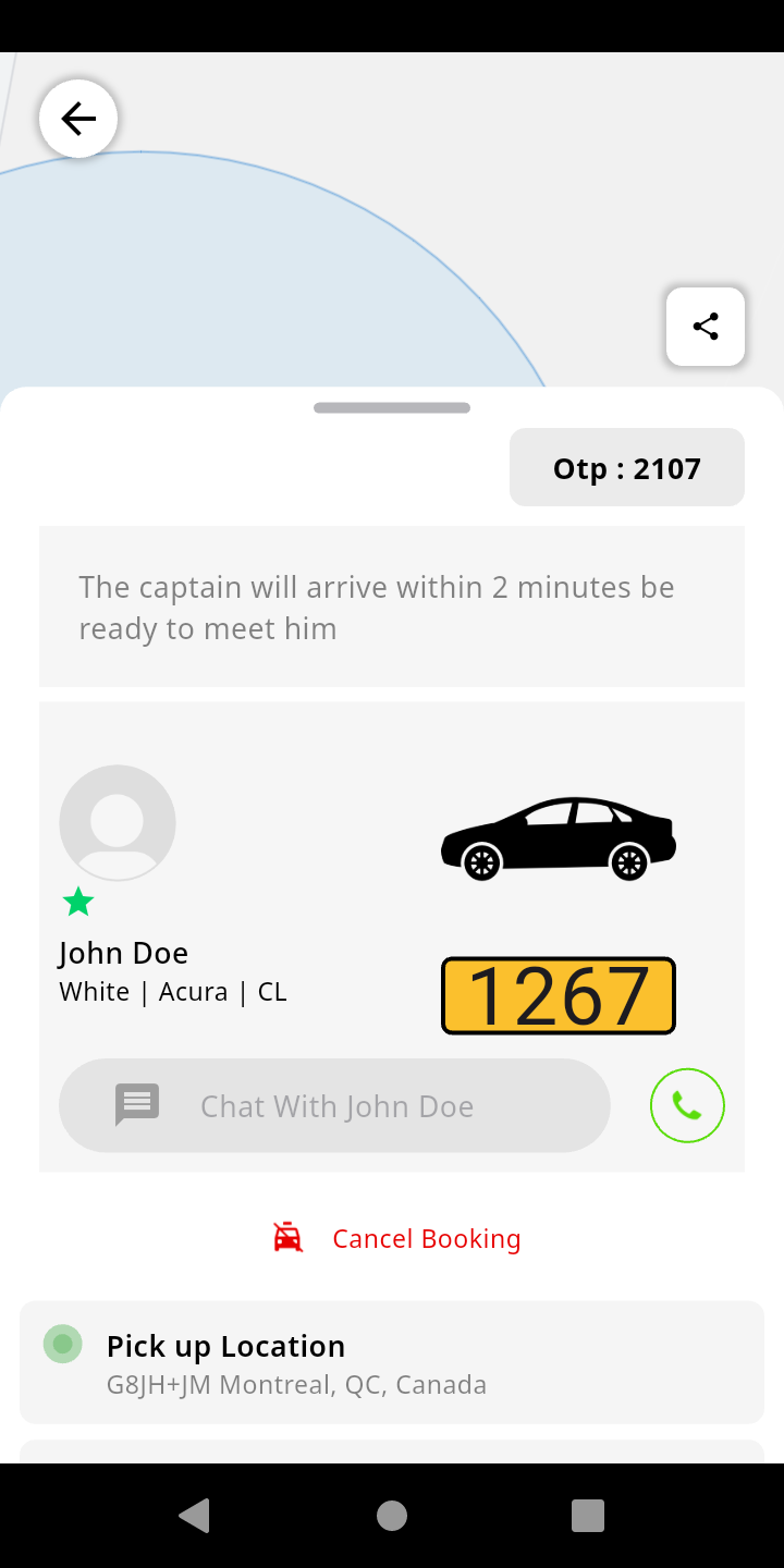 Hayya rider matched driver screen